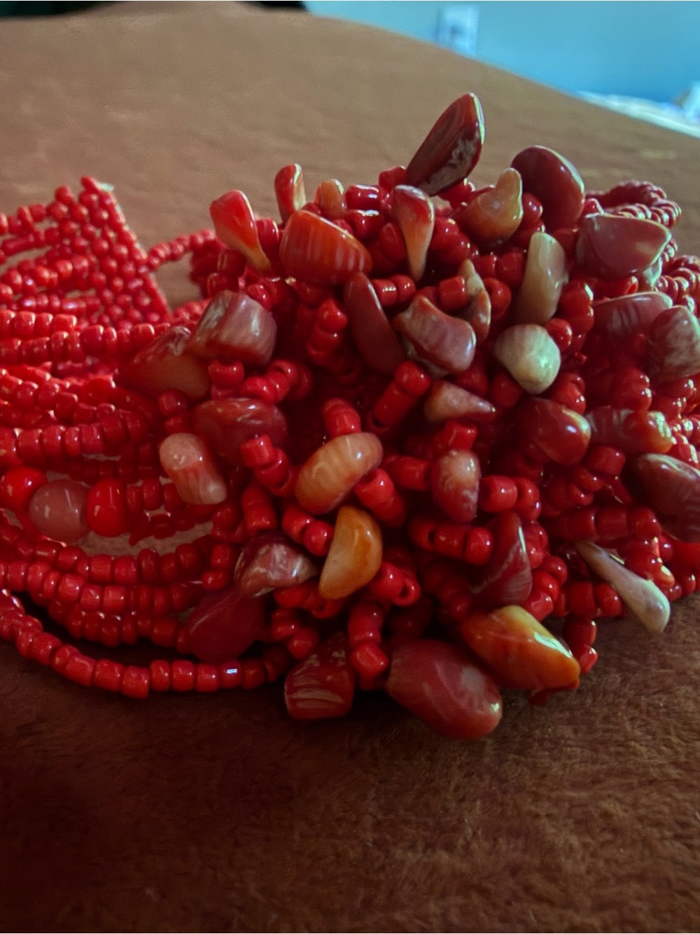 Red Coral & Red Lace Agate Statement Bracelet - Artisan (Costa Rican) - Picture 2 of 5